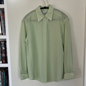 Vintage Green Checked Shirt with French Cuffs